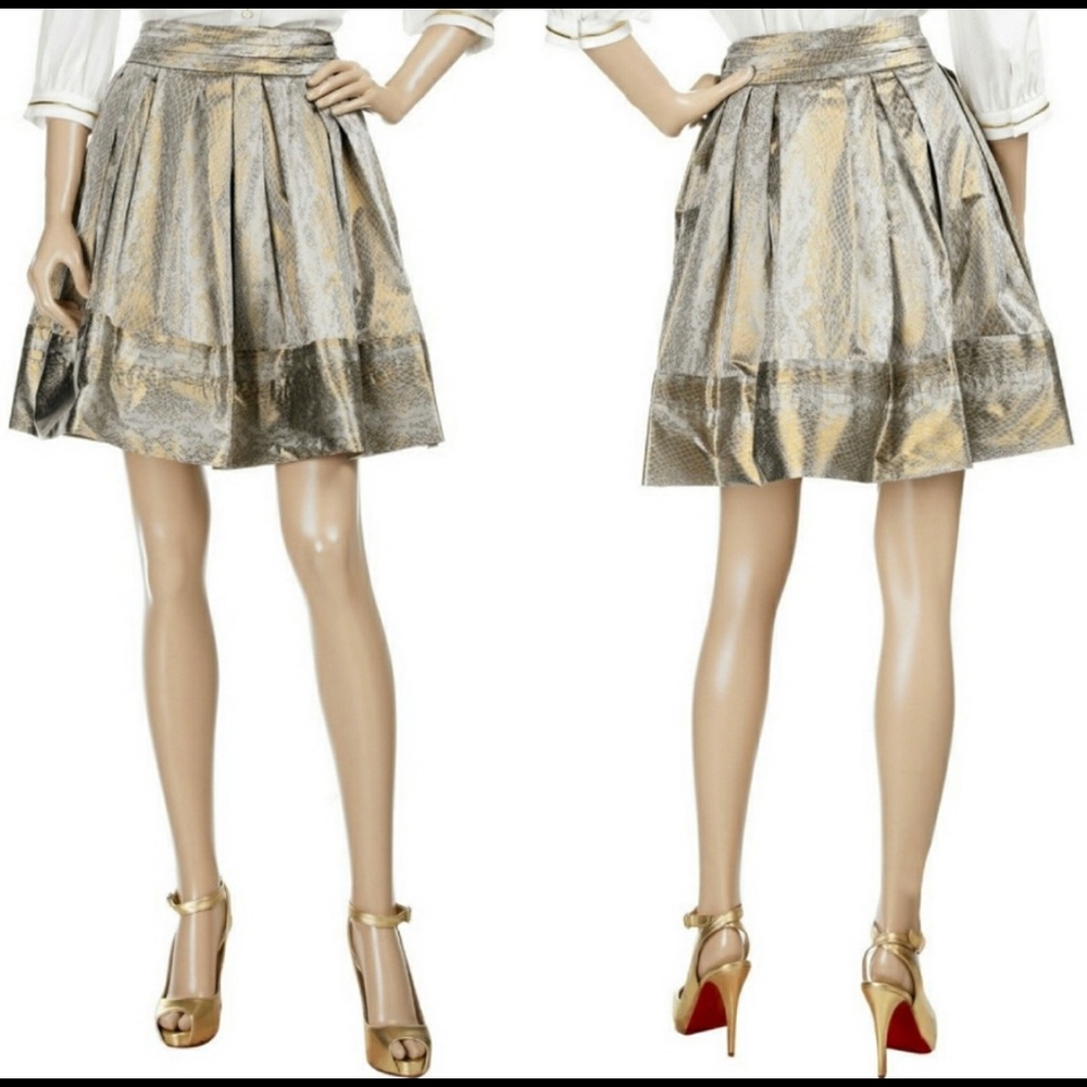 DVF Metallic snake-print Silk skirt